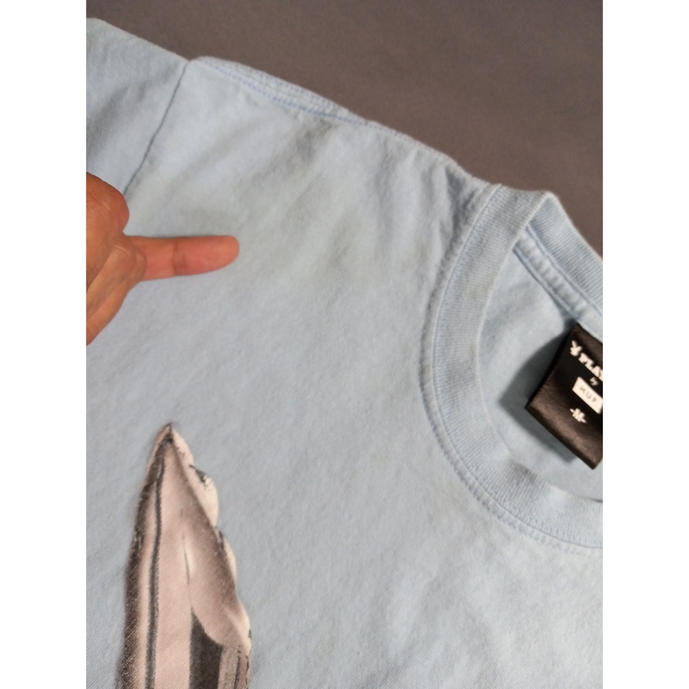 HUF x Playboy Mens Graphic T-Shirt Light Blue Pin Up Bunny Logo Size M - Picture 4 of 9